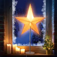 Spetebo LED Tischlampe Weihnachtsstern weiß - 68 x 44 cm - Fenster Tisch Deko Steh Lampe Stern