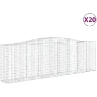 vidaXL Gabionen mit Hochbogen 20 Stk 400x50x120/140cm Verzinktes Eisen