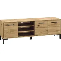 Furnlux Classic FURNLUX Tv-ständer Nevio Eiche Und Schwarz 155cm / Hauptfarbe: Beige / Abmessungen: 155 x 52 x 40 cm