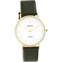 Oozoo Leder Damen Uhr C20227 Analog Quarzuhr Armband olivgrün Vintage Series D2UOC20227