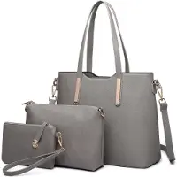 Sonstiges Miss Lulu Damen Handtasche 3 Stück Set Kunstleder Henkeltasche Schultertasche Shopper Tote