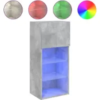Syfax TV-Schrank mit LED-Leuchten Betongrau 40,5x30x90 cm