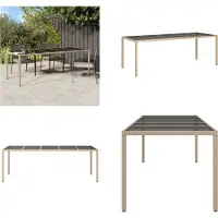 vidaXL Gartentisch Beige 250x100x75 cm Hartglas und Poly Rattan - Gartentisch - Gartentische - Outdoor Tisch - Terrassentisch