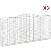 vidaXL Gabionen mit Hochbogen 3 Stk. 400x30x180/200cm Verzinktes Eisen