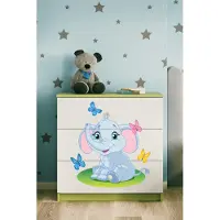 RAUMHIRSCH FURNITURE Kinderkommode mit Schubladen Elefant in der Farbe Grün Babydreams