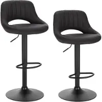 Merkloos Barhocker - 2er Set - Barhocker - Luxus Barhocker - Barhocker mit Rückenlehne - Barhocker - Hohe Barhocker - Schwarz