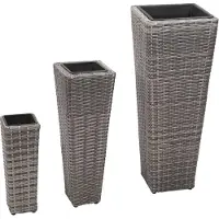 Syfax Garten-Hochbeet 3-tlg. Poly Rattan Grau