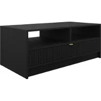 Mirjan 24 Couchtisch Tireno 1SZ, Wohnzimmer Kaffeetisch mit Schublade, Aluminiumgriff in der Farbe Gold (Farbe: Schwarz Molet)
