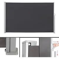 Mucola Seitenmarkise ausziehbar Sichtschutz blickdicht Seitenrollo Wandhalterung Sichtschutzwand Windschutz - Anthrazit 160x300 cm