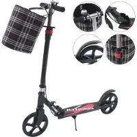 StarTech.com Klappbarer Cityroller - Kick Scooter für Erwachsene & Kinder - Höhenverstellbar 91–106 cm - Große 21 cm Räder - Zwei Räder - Tragkraft 150 kg - Korb 2,27 kg - Schwarz