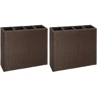 Syfax Garten-Hochbeet mit 4 Töpfen 2 Stk. Poly Rattan Braun
