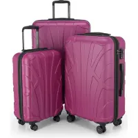 Suitline - 3er Kofferset Rollkoffer Hartschalenkoffer 4 Rollen Handgepäck-Trolley und Aufgabegepäck Koffer erweiterbar Travel Luggage Gepäck Set Hardcase ABS, TSA,Magenta