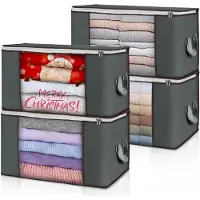 Sonstiges 4er Pack 90L Kleider Aufbewahrung Boxen mit Deckel - Grau