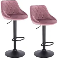 Merkloos Designer Barhocker – Samt – Rosé – Ergonomisch – Mit Rückenlehne – Höhenverstellbar 60–82cm – 2er Set