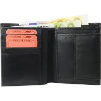Impex Geldbörse Nappa Leder Kombibörse schwarz ca. 10,0 cm x 11,5 cm