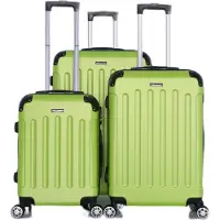 Cheffinger Reisekoffer Koffer 3 tlg Hartschale Trolley Set Kofferset Handgepäck Gepäck Reisetasche Light Grün