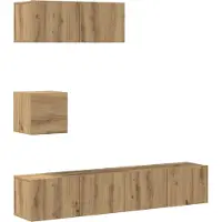 Syfax 4-tlg. TV-Schrank-Set Wandmontage Artisan-Eiche Holzwerkstoff