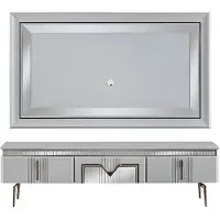 AEA Wohnwand Wohnzimmer Grau Möbel Sideboard TV Wandpaneel Paneel 2tlg