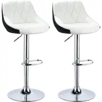Merkloos Barhocker – Kunstleder – Weiß – Ergonomisch – Höhenverstellbar 60–82cm – Küchenstuhl – 2er Set