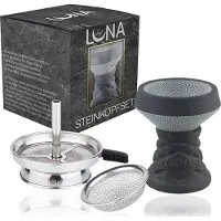 Luna Steinkopf Set mit Kaminaufsatz Weiß - inkl. Dichtung und Kopfsieb, universelles Zubehör