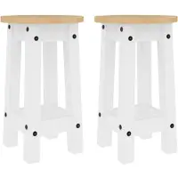 Syfax Barhocker 2 Stk. Weiß Massivholz Kiefer