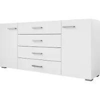 Mirjan 24 Sideboard Gimren 2D4SZ, Kommode mit zwei Drehtüren und vier Schubladen, Wohnzimmer (Farbe: Weiß)