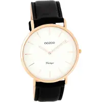 Oozoo Armbanduhr Damen Herren Vintage rose 40mm Quarz Leder schwarz D2UOC7761
