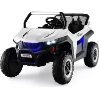 Costway 2 Sitzer Kinderauto mit 2,4G Fernbedienung, 12V Kinder UTV mit Musik und Scheinwerfer, 2-4 km/h, für Kinder ab 3 Jahren (Weiß)