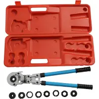 StarTech.com Rohrpresszange - Hydraulisches Presswerkzeug-Set CW-1632 - 6 t - Für PEX- & Kupferrohre - 9 Pressbacken TH 16–32 mm, V 12–28 mm - 360° drehbarer Kopf - Dunkelblau