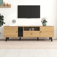 Merax Lowboard Patchwork mit Holzmaserung, mit 2 Türen und 1 Schublade, TV-Schrank mit Einlegböden, B:170cm, Natur