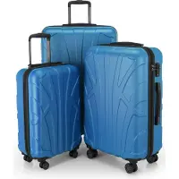 Suitline - 3er Kofferset Rollkoffer Hartschalenkoffer 4 Rollen Handgepäck-Trolley und Aufgabegepäck Koffer erweiterbar Travel Luggage Gepäck Set Hardcase ABS, TSA,Cyanblau