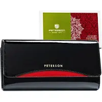 Peterson | Große, klassische Damenbrieftasche, in Schwarz, mit Schnappverschluss, 19x11 cm