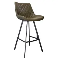 Merkloos Barhocker – Grün – Mit Rückenlehne – Fußstütze – Kunstleder – Küchenhocker – Industrial Design