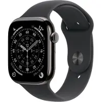 Apple Watch Series 11 GPS + Cellular, 42mm, Titangehäuse Slate, Sportarmband Schwarz M/L