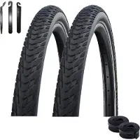 Schwalbe 2 x Marathon E-Plus Smart D-Guard E-50 28 x 1,50 (40-622) Schwarz/Reflex + 2 Schläuche DV17 inkl. Reifenheber