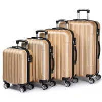 Alightup Hartschalenkoffer Reisekoffer-Set Koffer-Set Trolley-Set 4 Stk. ABS Gold