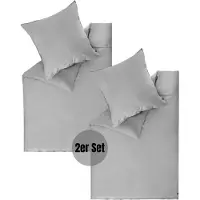 Schöner Wohnen Kollektion SCHÖNER WOHNEN-Kollektion Satin Bettwäsche PLAIN Grau 140 x 200 cm - 2er Set