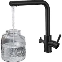 OEM Trinkwasserhahn, Doppelgriff, Edelstahlkonstruktion, ssd001LB schwarz