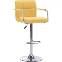 Syfax Barhocker Gelb Stoff, höhenverstellbar (Sitzhöhe 63-83 cm), 360° drehbar, weich gepolstert, 53x52 cm