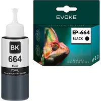 Evoke Druckerpatronen Tintenpatrone für Epson 664 Schwarz XL | 70 ml | 6400 Seiten | T6641 | Ersatz für Ecotank ITS L3050 L3060 L3070 L382 L210 L386