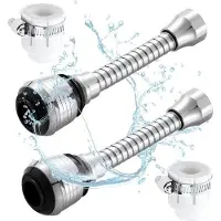 Merkloos 2-teiliger flexibler Wasserhahn-Luftsprudler, 360°-Wasserhahnverlängerung, Schlauchverlängerung für Küchenarmaturen, Wasserhahnverlängerung für Küchen- und Badezimmerwaschbecken (2 Modi)