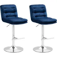 CLP 2er Set Barhocker Damar Samt chrom - blau