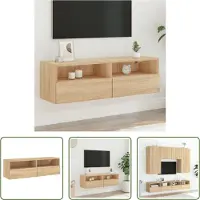 The Living Store TV-Wandschrank Sonoma-Eiche 100x30x30 cm Holzwerkstoff