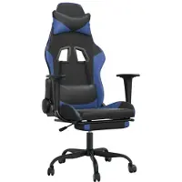 Syfax Gaming-Stuhl mit Massage & Fußstütze Schwarz & Blau Kunstleder