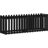 Syfax Hochbeet Latten-Design Schwarz 200x50x70 cm Massivholz Kiefer