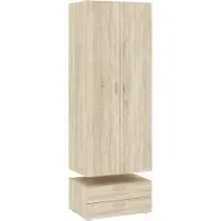 Dmora Kleiderschrank 2 Türen Buriasco, Schlafzimmermöbel, Schrank, Garderobe, 74x52 h214 cm, Eiche