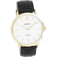Oozoo Damen Herren Armbanduhr schwarz Analog Vintage Series Lederarmband D2UOC20386
