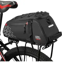 Sonstiges 8L Wasserdichte Gepäckträgertasche für Fahrrad - Reflektierender Streifen - Mehrere Fächer - Tragegriff und Schultergurt - Schwarz