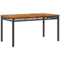 Syfax Gartentisch Schwarz 140x80x75 cm Poly Rattan Akazienholz