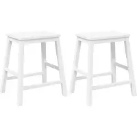 Syfax Barstühle 2 Stk. Weiß Massivholz Gummibaum
